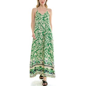 Women's Nicole Miller Printed Satin Maxi Slip Dress