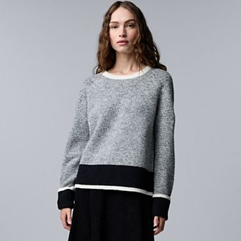 Women's Simply Vera Vera Wang Rolled Cuff Crewneck Sweater