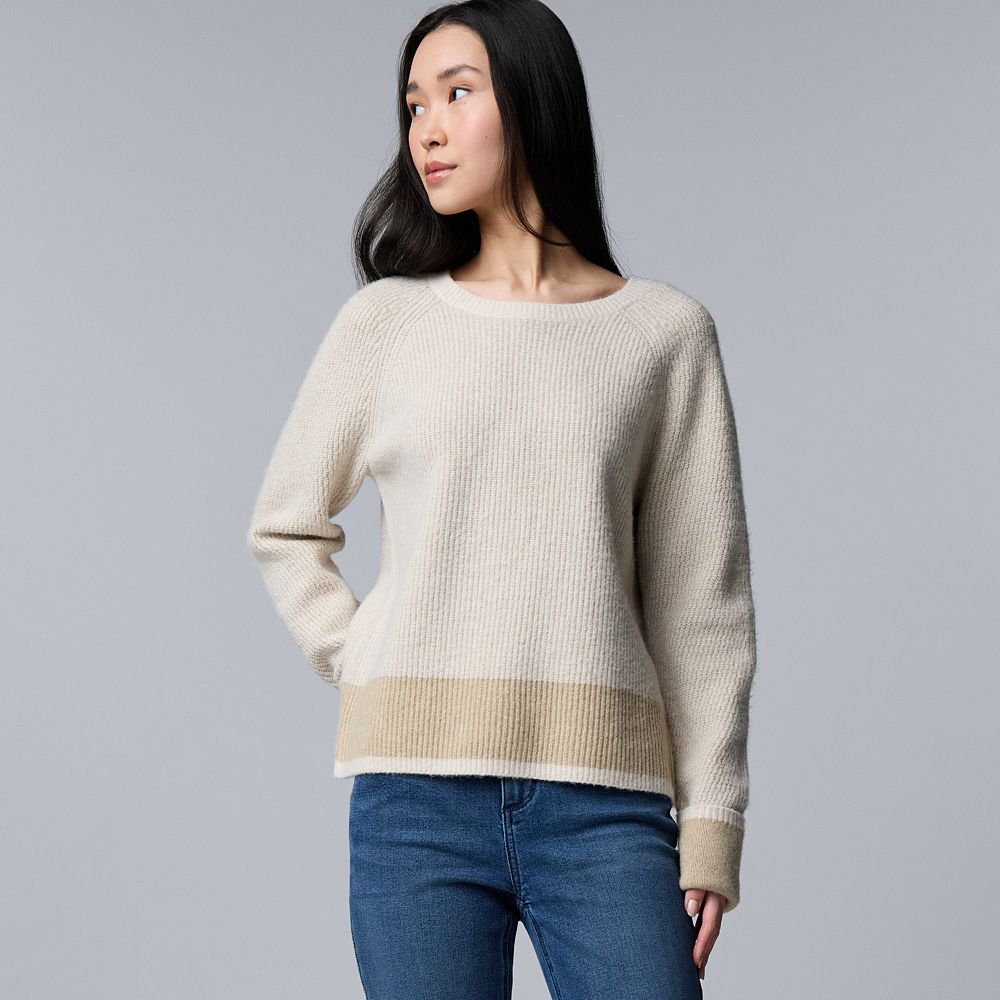 Women's Simply Vera Vera Wang Rolled Cuff Crewneck Sweater
