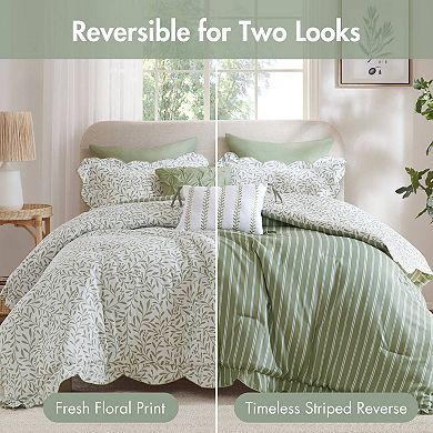 Madison Park Eamon 5-Piece Printed Reversible Comforter Set with Coordinating Throw Pillows