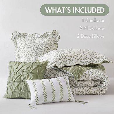 Madison Park Eamon 5-Piece Printed Reversible Comforter Set with Coordinating Throw Pillows