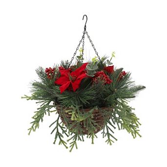 St. Nicholas Square® Artificial Poinsettia Hanging Basket