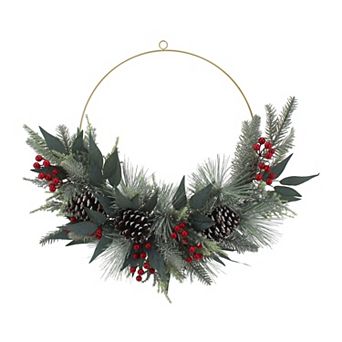 St. Nicholas Square® Asymmetrical Flocked Berry Artificial Wreath