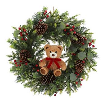 St. Nicholas Square® Red Berry Teddy Bear Artificial Wreath