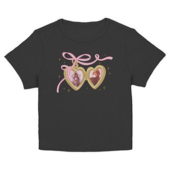 Juniors' Punch Heart Locket Graphic Baby Tee