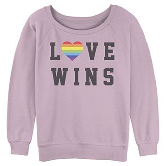 Juniors' Love Wins Rainbow Heart Graphic Pullover