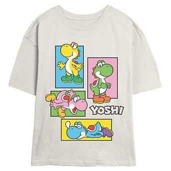 Juniors' Super Mario Bros. Yoshi Neon Boxes Skimmer Graphic Tee
