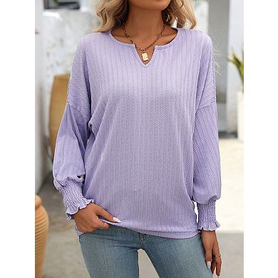 Women's Long Sleeve Loose Fit V Neck T-Shirt