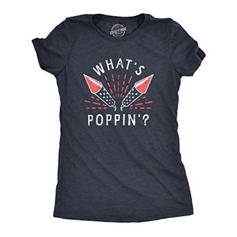 Womens Whats Poppin T Shirt Funny Fourth Of July Party Firecrackers Graphic Novelty Tee for Ladies