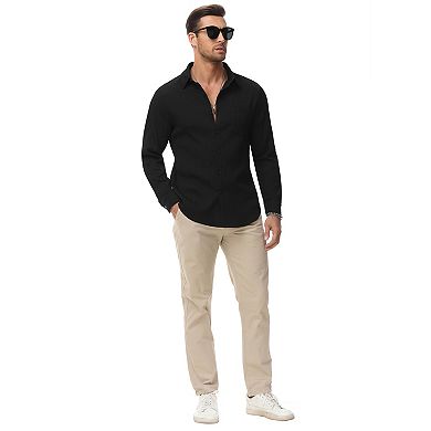 Men's Long Sleeve Casual Business With Button Down Shirt