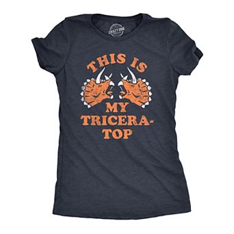 Womens This Is My Tricera Top T Shirt Funny Dinosaur Triceratops Joke Tee for Ladies
