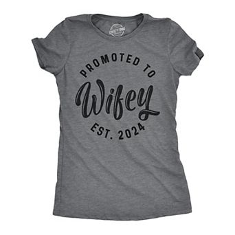 Womens Promoted to Wifey 2024 T Shirt Funny Wedding Engagement Tee