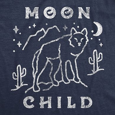Womens Moon Child T Shirt Funny Desert Wolf Coyote Novelty Graphic Tee