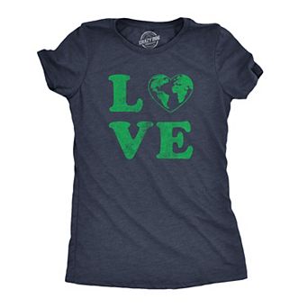Womens Love Planet Earth T Shirt Cute Environmental Awareness Tee