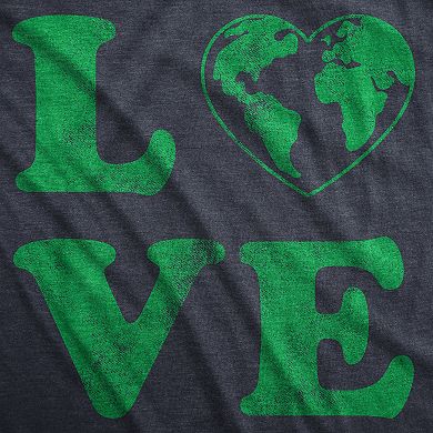 Womens Love Planet Earth T Shirt Cute Environmental Awareness Tee