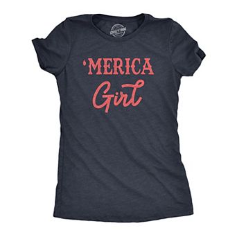 Womens Merica Girl T Shirt Funny Cute Fourth Of July Party Patriotic Tee for Ladies