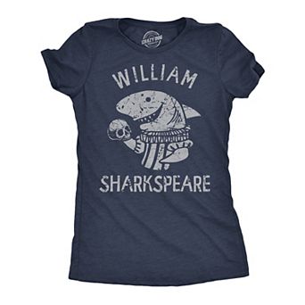 Womens William Sharkspeare T Shirt Funny Shark Week Shakespeare Joke Tee for Ladies