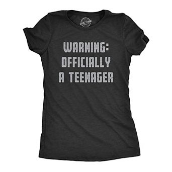 Womens Warning Officially A Teenager T Shirt Funny Birthday Gen Z Graphic Tee