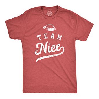 Mens Team Nice T Shirt Funny Xmas Party Santas List Tee for Guys