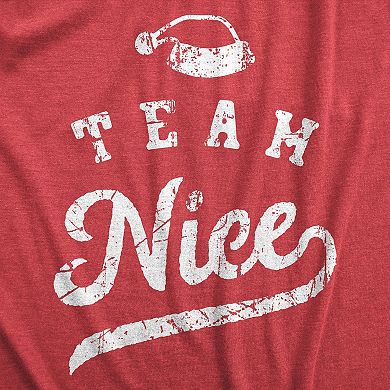 Mens Team Nice T Shirt Funny Xmas Party Santas List Tee for Guys