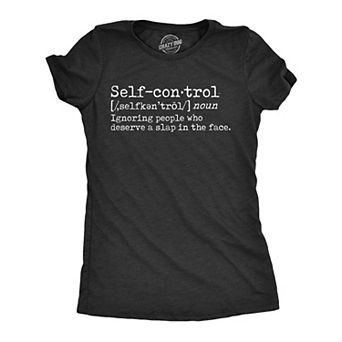 Womens Self Control Definition T Shirt Funny Anti Social People Joke Tee for Ladies
