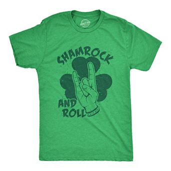 Mens Funny T Shirt Shamrock and Roll St Patricks Day Graphic Tee for Guys