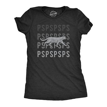 Womens Pspsps Cat T Shirt Funny Crazy Cat Lady Pet Kitty Lover Meow Graphic Novelty Tee