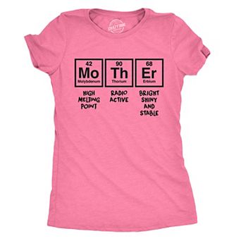 Womens Mother Periodic Table T shirt Funny Novelty Graphic Mothers Day Tee Nerdy