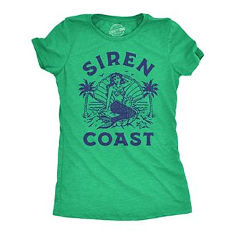 Womens Siren Coast T Shirt Funny Tropical Mermaid Beach Lovers Tee for Ladies
