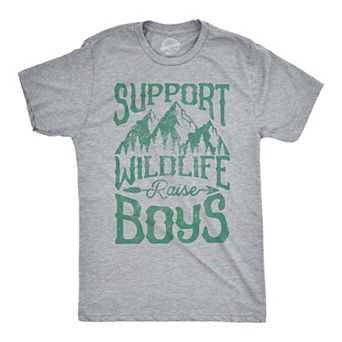 Mens Support Wildlife Raise Boys T Shirt Funny Parenting Tee