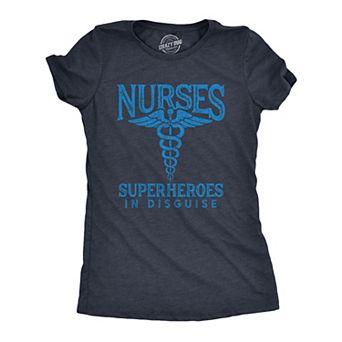 Womens Nurses Superheroes In Disguse T Shirt Quarantine Social Distancing Graphic Tee