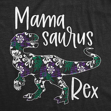 Womens Mamasaurus Rex T Shirt Funny Dinosaur Mothers Day Floral Print Graphic Tee