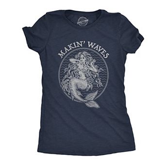 Womens Makin Waves T Shirt Funny Ocean Vacation Mermaid Graphic Novelty Tee