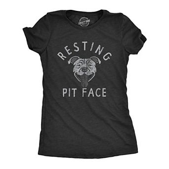 Womens Resting Pit Face T Shirt Funny Cute Pitbull Lovers Tee for Ladies