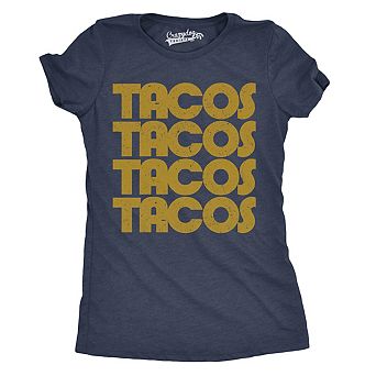 Womens Tacos Tacos Tacos T Shirt Funny Retro Tee for Ladies