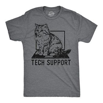 Mens Tech Support Funny T Shirts Cute Kitten Graphic Tee for Men