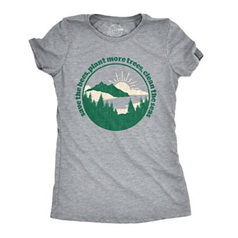 Womens Save The Bees Plant More Trees Calm The Seas T Shirt Funny Earth Day Tee