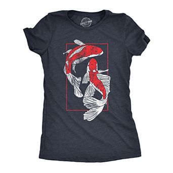 Womens Koi Fish T Shirt Funny Beautiful Peaceful Japanese Carp Pond Tee for Ladies