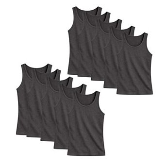 Mens 10 Pack Ribbed Tank Tops Classic Fit