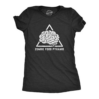 Womens Zombie Food Pyramid T Shirt Funny Undead Nutrition Tee for Ladies