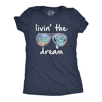 Womens Living The Dream T Shirt Cool Vacation Tee Graphic Novelty Tee Beach for Guys