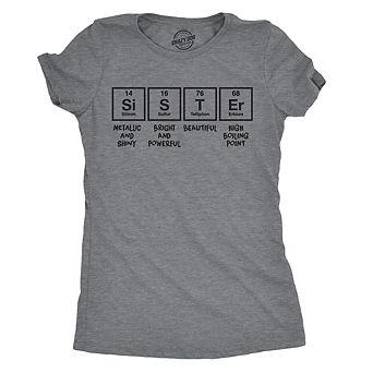 Womens Sister Periodic Table T shirt Funny Nerdy Science Tee for Siblings Cool