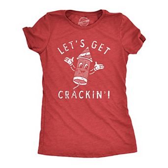 Womens Lets Get Crackin T Shirt Funny Fourth Of July Firecracker Tee for Ladies
