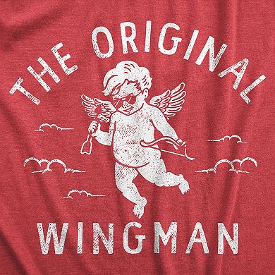 Mens The Original Wingman T Shirt Funny Valentines Day Cupid Tee for Guys