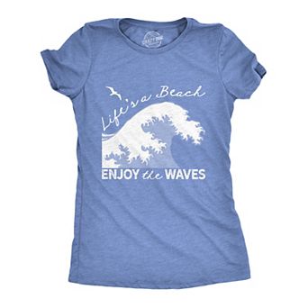Womens Lifes A Beach Enjoy The Waves T Shirt Cute Vacation Tee