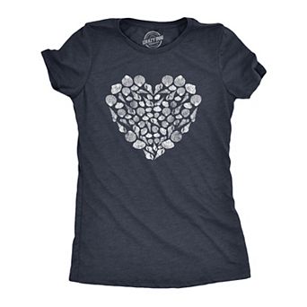 Womens Shell Heart T Shirt Cute Beach Lover Tropical Vacation Ocean Graphic Tee