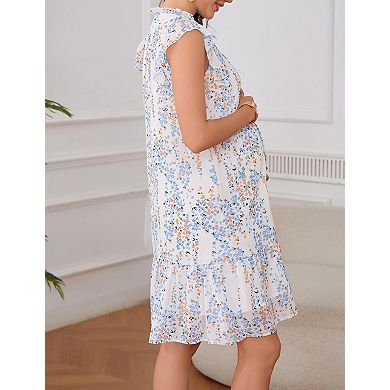 Women's Maternity V-Neck Sleeveless Midi Dress