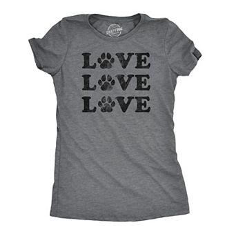 Womens Love Love Love Paws T Shirt Cute Dog Tee