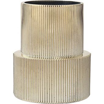 Ribbed Glass Vase, 7.5 Inch Modern Vase for Tulips & Bouquets, Home & Wedding Decor