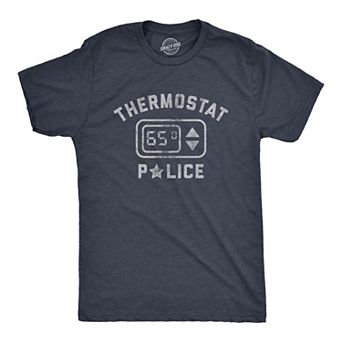 Mens Thermostat Police T Shirt Funny HVAC Heating and Air Conditioning Climate Graphic Tee